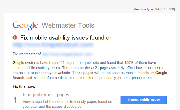Google Mobile Usability Warning